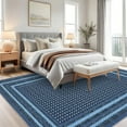 thumbnail image 5 of Washable Rug 8x10 Living Room,Geometric Bordered Carpet for Dining Room,Low Pile Ultra Thin Floor Cover,Anti-Slip and Stain-Resistant Carpet for Apartment Bedroom Dorm, 5 of 7