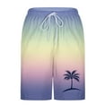 thumbnail image 3 of Men's Beach Shorts with Compression Liner Hawaiian Palm Tree Graphic Print Swim Trunks Board Wear Quick Dry Swimwear, 3 of 4
