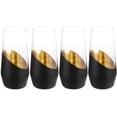 thumbnail image 7 of MyGift Black and Gold Plated Stemless Champagne Flute, Modern Party Drinking Glasses, 11 oz, Set of 4, 7 of 7