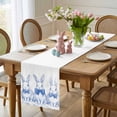 thumbnail image 4 of Blue Bunny Easter Table Runner 72 Inches Long for Kitchen Dining, Vintage Rabbit Spring Floral Dresser Scarf Farmhouse, Dining Table Decorations for Wedding/Parties, 18 x 72 In, 4 of 8