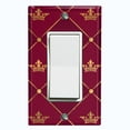 thumbnail image 1 of Metal Light Switch Plate Cover Elegant Yellow Crown Tufted Burgundy Damask DAM085, 1 of 13