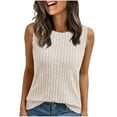 thumbnail image 2 of Horkkom Sweater Tank Tops for Women Summer Solid Color Sleeveless Sweater Tops Slim Pullover Thin Soft Casual Tops Beige S, 2 of 8