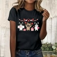 thumbnail image 2 of Tiweut Valentine's Shirts for Women Dog Graphic Cartoon Cute Short Sleeve Pullover Tops Crewneck Trendy Holiday Casual Tshirts,A-Black,L, 2 of 5