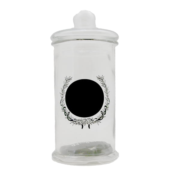 Glass Storage Jar 60 oz Apothecary Wreath Chalkboard