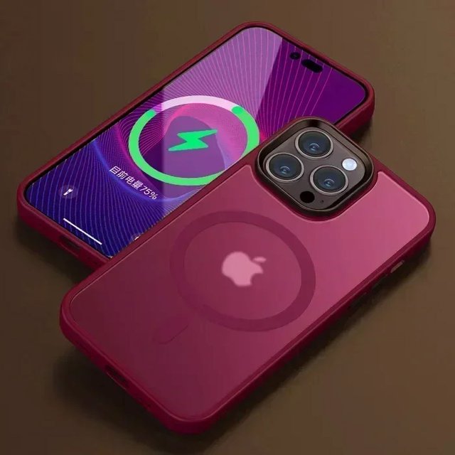 Shockproof Matte Transparent Phone Case For iPhone 16 13 11 12 14 15 Pro Max Plus For Magsafe Magnetic Wireless Charging Cover Plum For iphone 13 Pro