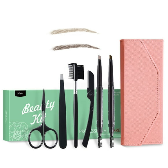 Eyebrow Grooming Set Tweezers Stainless Steel Scissors Brow Comb Razors