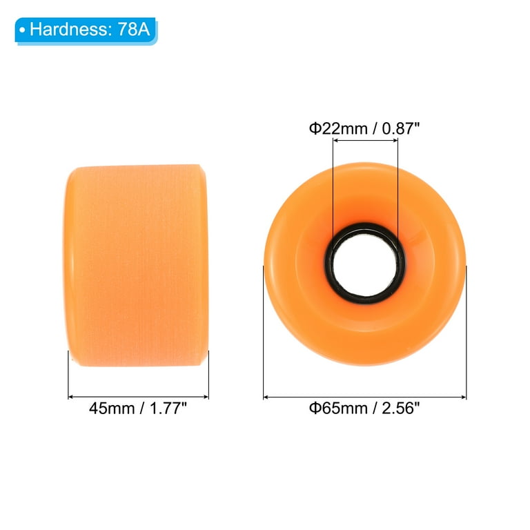 4 Roues De Skate Cruiser 65mm 78A - PU Givré Orange - UXCELL - Neuves