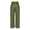 thumbnail image 4 of Women'S Faux Leather Pants Pu High Waist Wide Leg Pants With Pockets Pleated Fall Winter Fashion Flare Trousers, 4 of 4