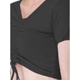 thumbnail image 5 of eloria Women's Casual Lycra Ruched Design V Neck Short Sleep Crop Top, Color : Dark Grey, 5 of 7