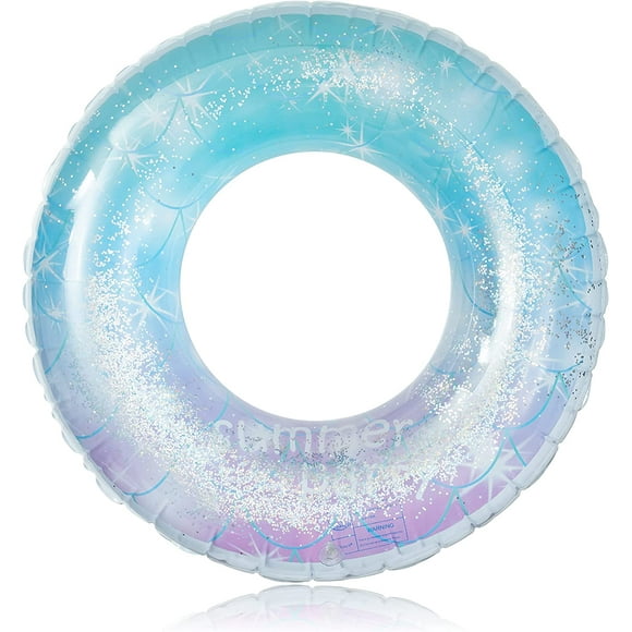 Inflatable Pool Float Tube, Transparent Swimming Ring with Colorful Sparkling Glitters Summer Water Fun Floats Pool Tube Floats Ring Toys Beach Pool Party Swimming Pool Float Rings for Adults Kids