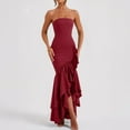 thumbnail image 3 of Oplxuo Women's Cocktail Party Dresses Strapless Bodycon Maxi Dress Ribbed Sexy High Split Mermaid Prom Dresses, 3 of 7
