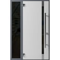 thumbnail image 5 of Front Exterior Prehung Steel Door / Ronex 1011 Grey / Side Exterior Window Sidelite / Stainless Inserts Entry Metal Modern Painted W36+14" x H80" Right hand Inswing, 5 of 5