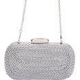 thumbnail image 2 of Womens Chic Evening Clutch Purse PU Leather Woven Shoulder Crossbody Bag Small Totes Satchel with Chain Wedding Party, 2 of 6