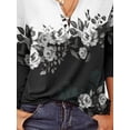thumbnail image 4 of DYMADE Women Floral Printed Loose Long Sleeve Tie Dye V-neck T-shirt, 4 of 4