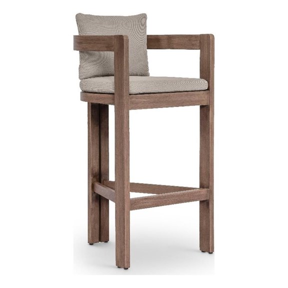 Meridian Furniture Newport Beige Water Resistant Fabric Patio Bar Stool