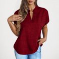 thumbnail image 2 of Uaswgudfs Women's Cotton & Linen Short Sleeve V-Neck Casual Tunic Blouse – Loose Shirt Top, 2 of 8