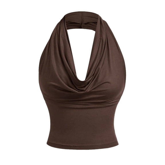 Jamicy Women's Tank Tops Cowl Neck Halter Neck Going Out Tops Open Back Sleeveless Y2k Crop Tank Top 2026 Casual Summer Shirt