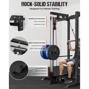 2000LBS Power Cage Squat Rack with LAT Pulldown System, Multi-Function Weight Cage Strength Training Machine, Home Gym Workout Cage with Multiple Attachments for Garage & Home Fitness