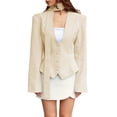 thumbnail image 2 of Blazer de Larga con Cuello en V para Mujer, Estilo Blazer, Ideal para el Trabajo o para Ocasiones Formales e Informales. Corte Ajustado y Cinturón. XL, 2 of 10
