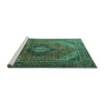 thumbnail image 2 of Ahgly Company Machine Washable Indoor Rectangle Medallion Turquoise Blue Traditional Area Rugs, 2' x 5', 2 of 4