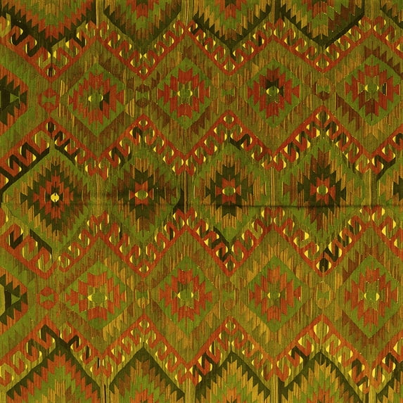 Ahgly Company Machine Washable Indoor Square Southwestern Yellow Country Area Rugs, 6' Square