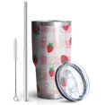 thumbnail image 2 of 30oz Strawberry Plants Fruit Heart Daisy Checkered Tumblers Stainless Steel Tumbler with Lid and Straw,Vacuum Insulated Double Wall Travel Tumbler Cups Mug with Cleaning Brush for Coffee,Tea, 2 of 7