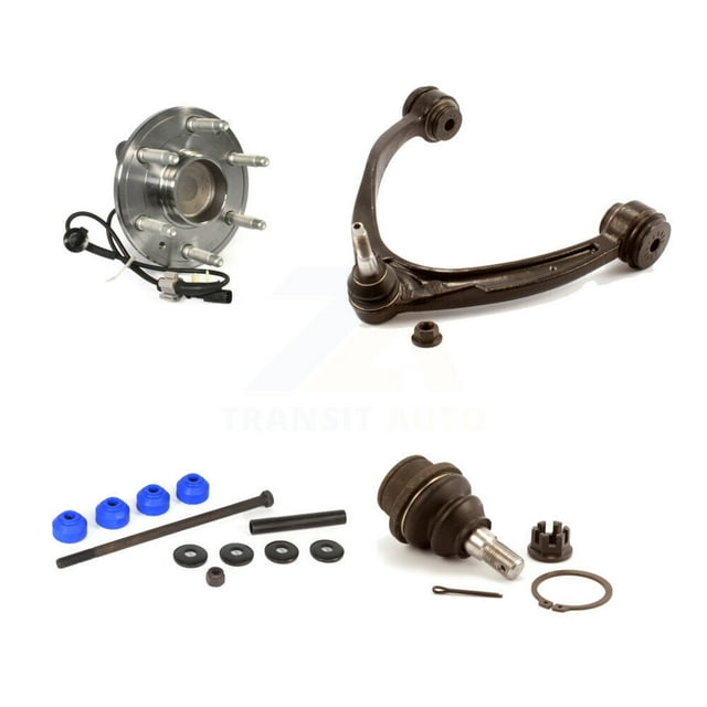 Transit Auto Front Right Bearing Lower Ball Joint Upper Control Arm with & Sway Bar Link Kit for Car 2014-2015 GMC Sierra 1500 Chevrolet Silverado with Cast Iron RWD K7T-104637
