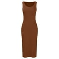 thumbnail image 4 of IROINNID Wedding Guest Dresses for Women Formal Evening Night Dress Summer Solid V-Neck Sleeveless Loose Sleeveless Suspender Dress Elegant Bodycon Dress,Brown, 4 of 6