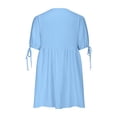 thumbnail image 5 of LNWUY Women's Summer Linen Dress Laceup V Neck Loose Short Sleeve A-Line Vacation Solid Color Casual Mini Dresses Blue XL, 5 of 7