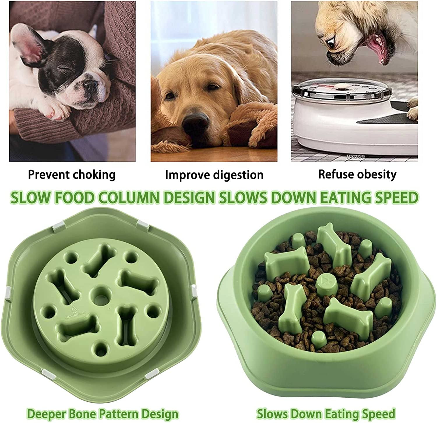 Slow Feeder Dog Bowls Slow Feeding Dog Bowl Small Medium Breed Dog Food  Bowls Slow Feed Dog Bowl Slow Eating Dog Slow Feeder Bowl Puppy Dog Puzzle  Slow Feeder Eater Bowl Lick
