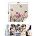thumbnail image 4 of Tulips Spring Floral Cloth Napkins Set of 8 Reusable Dinner Napkins, Pastoral Flowers Butterfly Rustic Cocktail Napkin Washable Table Napkins for Wedding/Holiday Party/Baby Shower 20"x20", 4 of 7