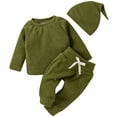 thumbnail image 1 of PMVFHDE Mini Pant Set Autumn And Winter Baby Long Sleeve Suit Solid Color Shirt Solid Color Pants Spring And Autumn Suit Hat AG,0-3 Months, 1 of 1