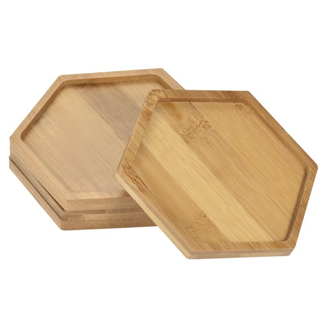 Planta Maceta Platillo Unique Bargains 4 Paquete de 12x10.5cm Bambú Hexagonal