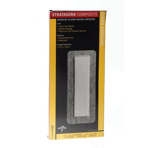 Medline Stratasorb Composite Dressings 10" L x 4" W 10/Box MSC30410Z