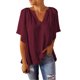 thumbnail image 2 of VISgogo Tops de manga corta para mujer con color sólido, versión suelta, estilo casual, ropa de verano plisada VISgogo moda, 2 of 5