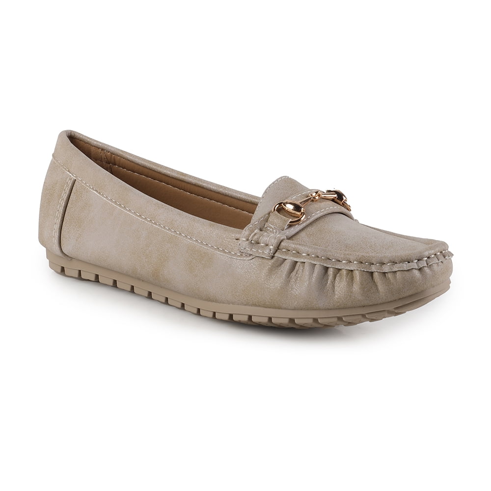 Nature Breeze Sasha-11 Womens Loafer Flats in Beige