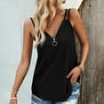 thumbnail image 2 of XFLWAM Tank Tops for Women Spaghetti Strap Tops V Neck Zipper Sleeveless Camisole Sexy Casual Summer Trendy Cami Shirts, 2 of 7