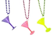36" 7mm Assorted Color Bead with Colored Martini Glass (Dozen)