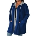 thumbnail image 2 of QUNYINEY Plus Size Winter Coats for Women Coatigan Blue Overcoat Long Sleeve Loose Fit Hooded with Pockets Waffle Women Jacket, 2 of 5