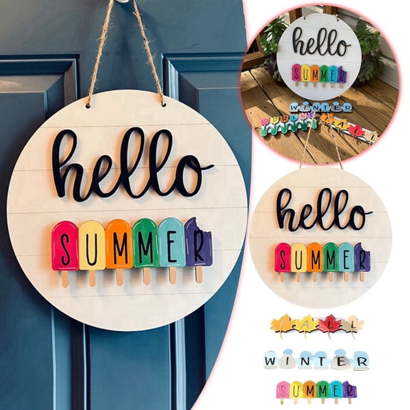 Seasonal Door Hanging Decoration Replaceable Plate Front Door Decorative Block for Home and Seasonal Celebrations