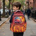 thumbnail image 6 of Psesaysky Cartoon Fire Truck with Flame Pattern Multi-Pocket Book Bag for Daily School Daily Commute, Waterproof Multi Pocket 600D Polyester School Bookbags, 6 of 9