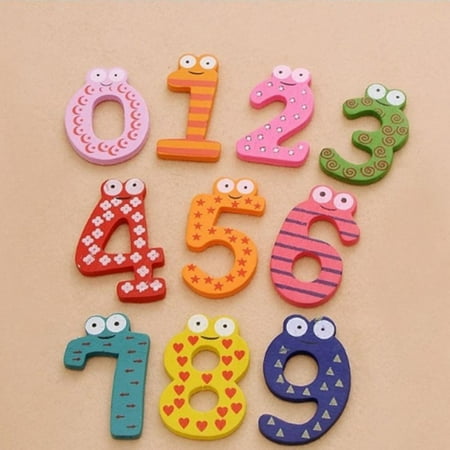 

10Pcs/Set 0-9 Numbers Cartoon Wooden Fridge Magnet Decor for Baby Kids Educational Toys
