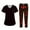 Red, variant on WTOBBY Women's Short Sleeve Halloween Print Scrubs Set with Pockets, 2-Piece Nursing Uniform, Medical Workwear for Healthcare Professionals, Fun Themed Duty Outfit,Black L