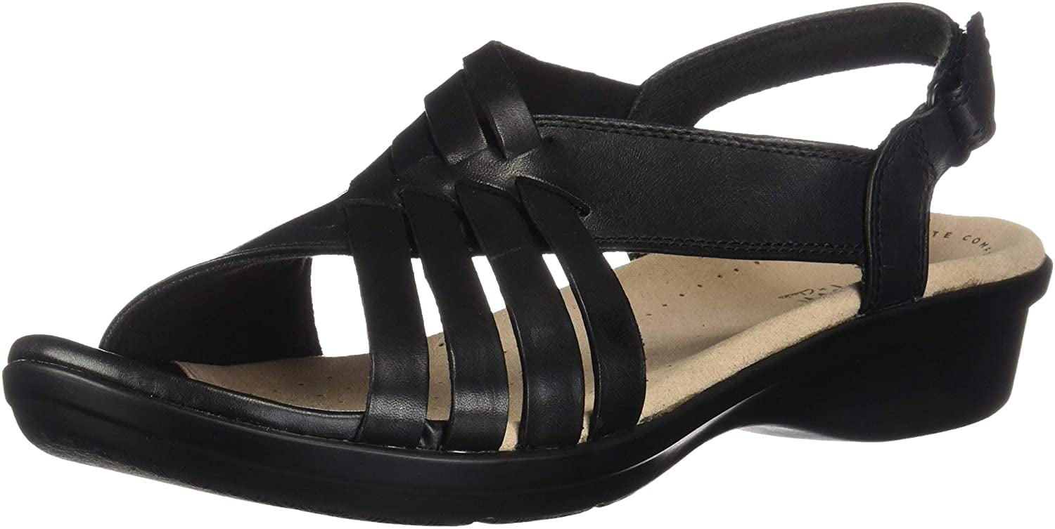 Clarks - Clarks 26140966: Women's Loomis Cassey Black Leather Sandals ...