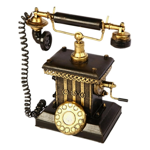 Milaget Vintage Style Dial Rotary Antique Telephone Model Old Fashioned Corded Telephone Black and Gold