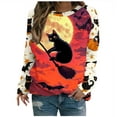 thumbnail image 2 of VKOYWKM Crewneck Sweatshirt for Women Halloween Sweatshirt Black Cat Graphic Sweatshirts Long Sleeve Sweatshirts Fall Pullover, 2 of 5