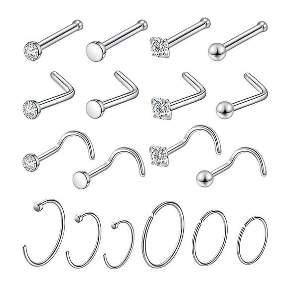 18 Pcs Nose Rings Women Barbell Navel Ring Nose Stud Nose Piercing Stud Nose Piercings