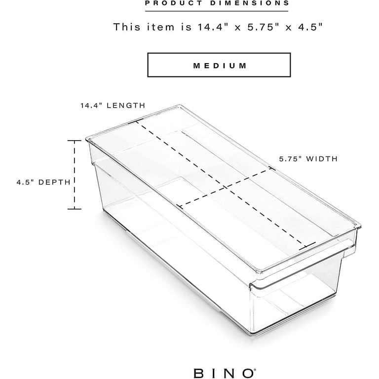 BINO | Plastic Storage Bins, Small - Shallow | THE HANDLER COLLECTION |  Multipurpose Organizer Bins | Kitchen Pantry Organizers and Storage | Clear