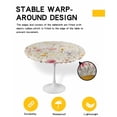 thumbnail image 2 of nqOlkjepod Beige Floral Spring Round Tablecloth, Fitted Table Cover with Elastic for 55"-60" Round Tables, Vintage Farmhouse Botanical Table Cloth Outdoor Indoor Dinning Party Waterproof Tablecloths, 2 of 6