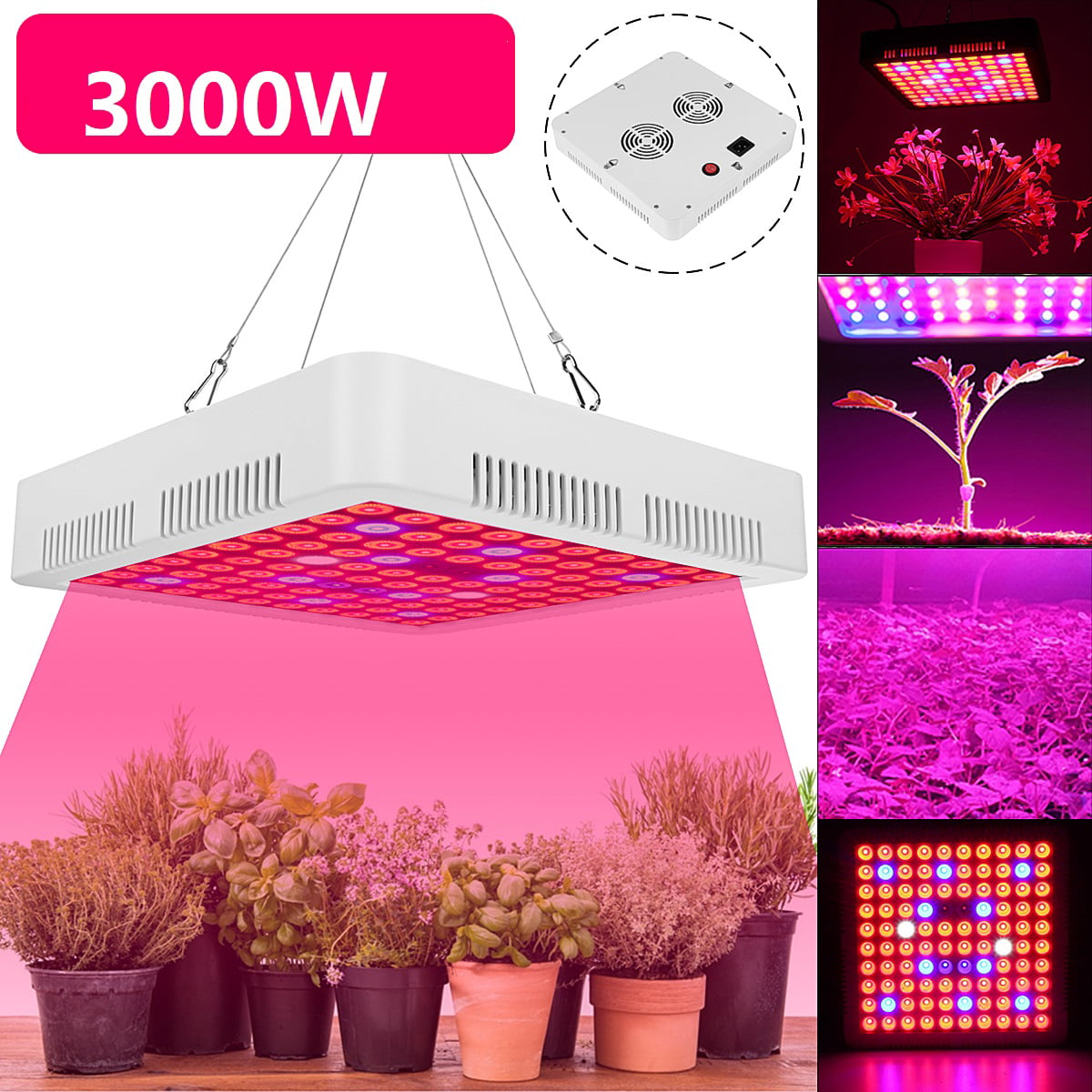2000W LED W/ 2COB Full Spectrum LED Grow Light Indoor Plants Veg Flower Panel US 